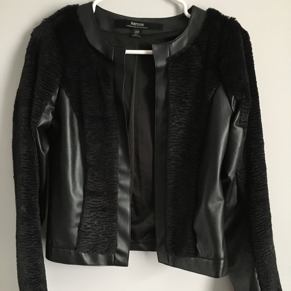 Black faux leather Sherpa jacket - Picture 3 of 5
